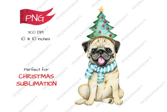 A Christmas Pug Illustration for Real-World Embroidery
