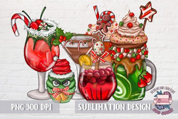 A Festive Graphic for Christmas Cocktails Illustrations