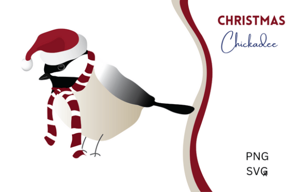 Christmas Chickadee Bird Graphics for Branding & Illustrations