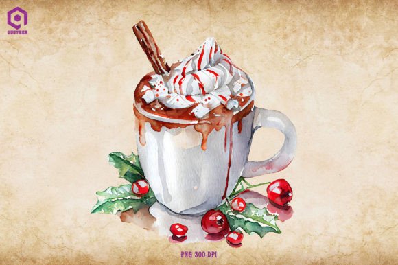 Evaluating Watercolor Christmas Hot Cocoa Graphics for Client Work